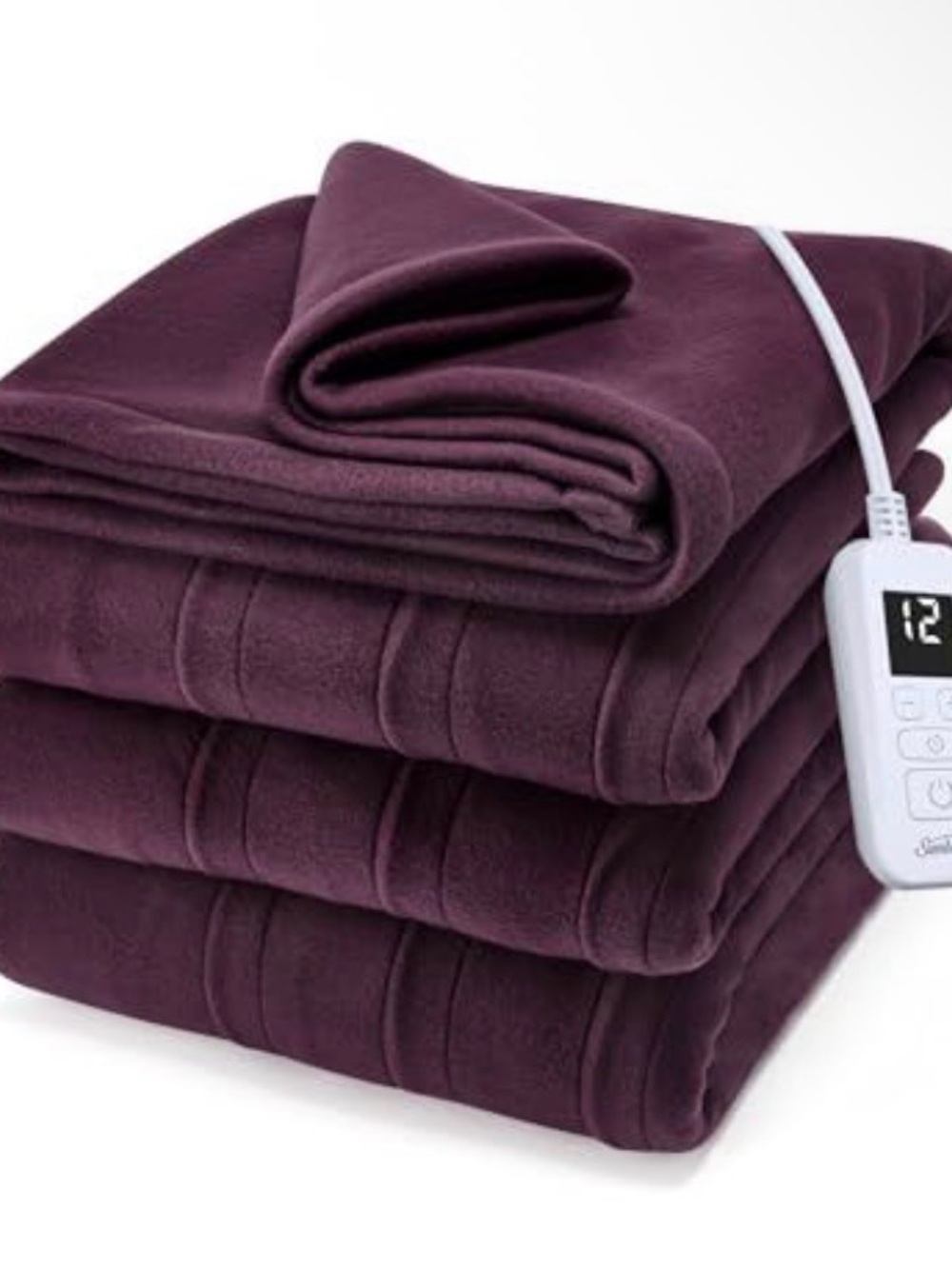 Sunbeam Electric Plush Heated Blanket in Plum